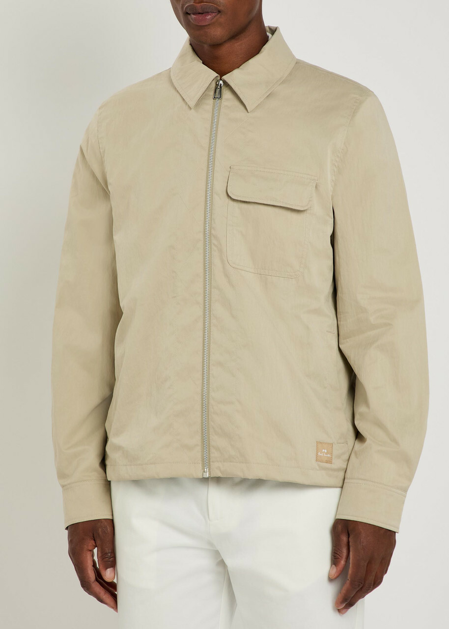 PS Paul Smith Brushed Poplin Harrington Jacket Beige