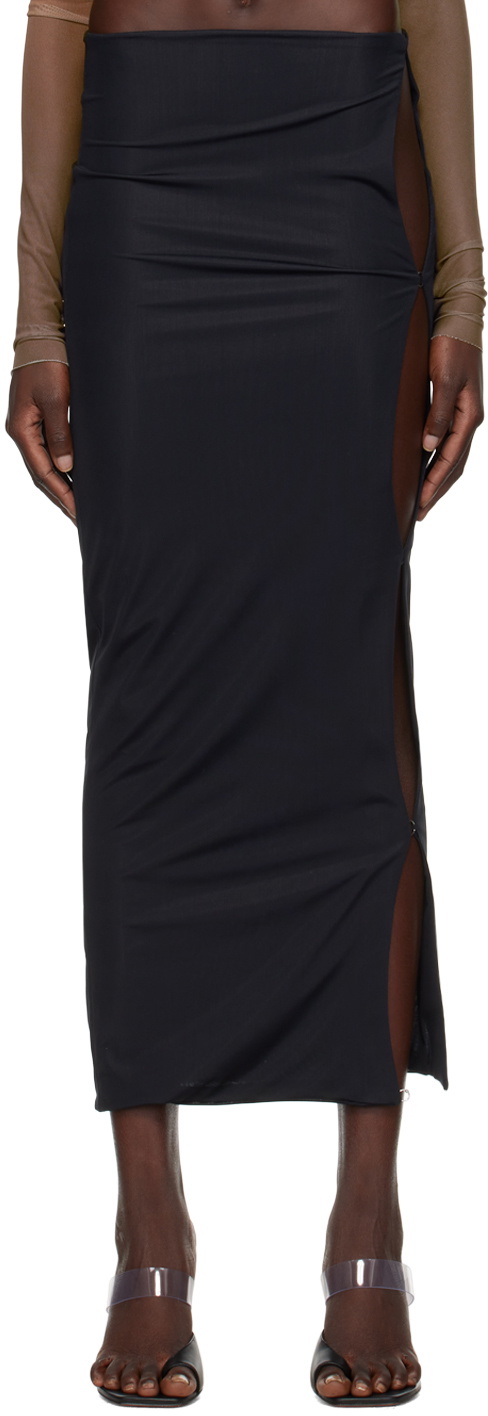 Jade Cropper Black Cut Out Midi Skirt