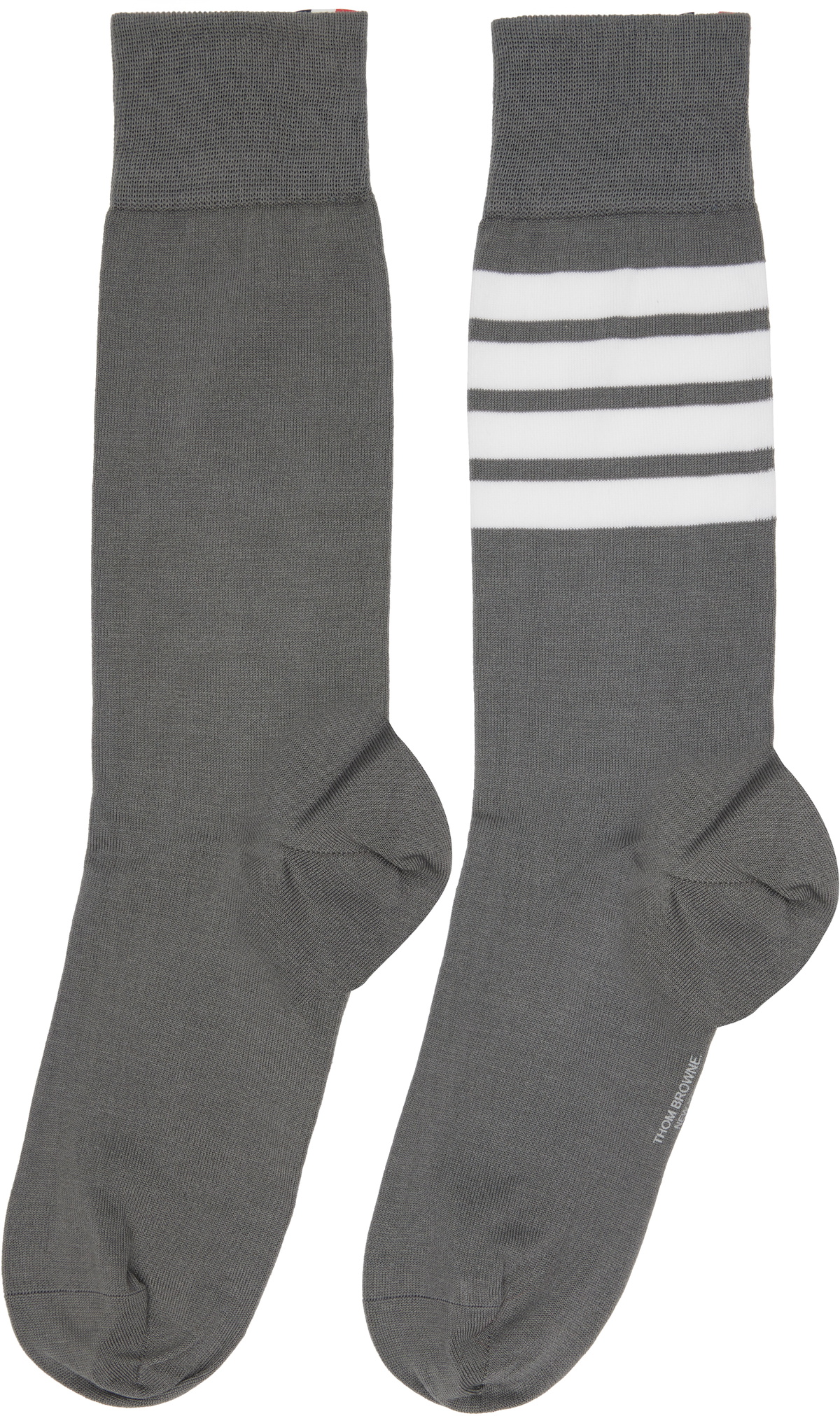 Thom Browne Gray Cotton 4-Bar Mid Calf Socks