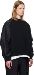 sacai Black Sponge Sweat x Nylon Twill Pullover Sweatshirt