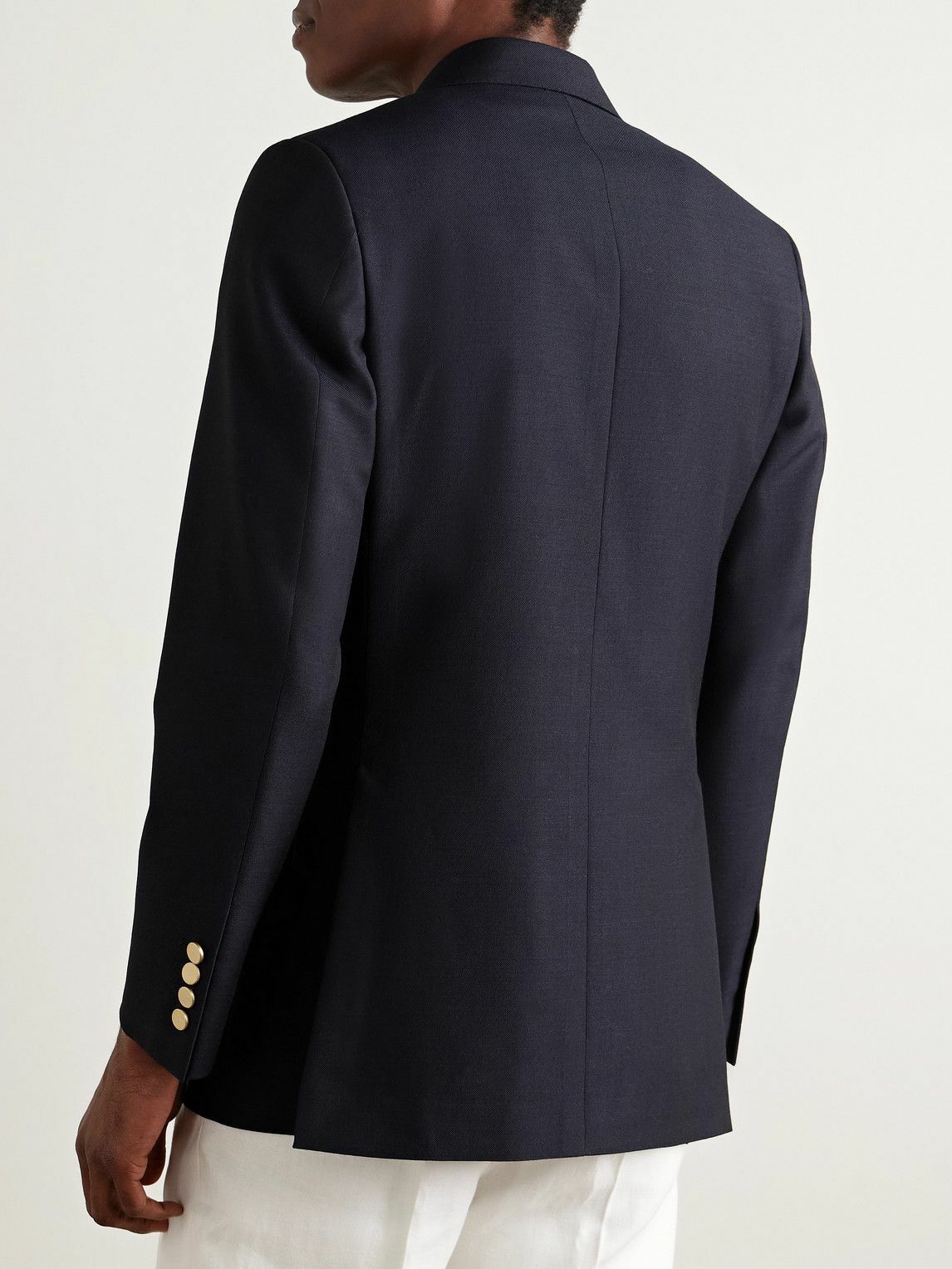 Kingsman - Double-Breasted Wool and Mohair-Blend Twill Blazer - Blue