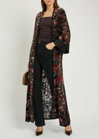 Alice + Olivia Nomi Floral-jacquard Maxi Kimono Black