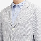 Beams Plus Men's 3 Button COOLMAX® Seersucker Blazer in Blue Stripe