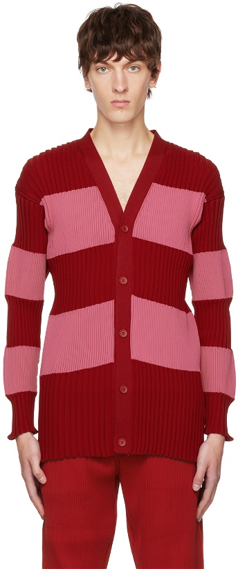 Photo: CFCL SSENSE Exclusive Red & Pink Fluted Cardigan