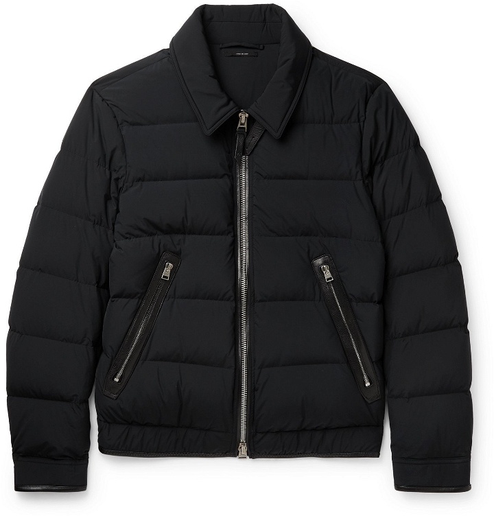 Photo: TOM FORD - Slim-Fit Leather-Trimmed Quilted Shell Down Jacket - Black