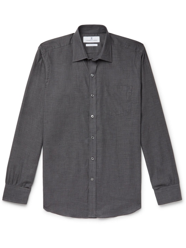 Photo: TURNBULL & ASSER - Houndstooth Cotton-Flannel Shirt - Gray - M