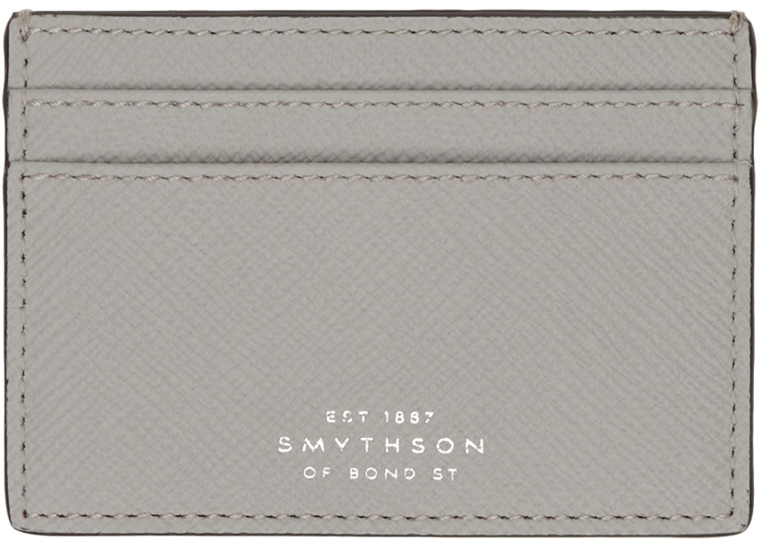 Smythson Grey Panama Card Holder Smythson