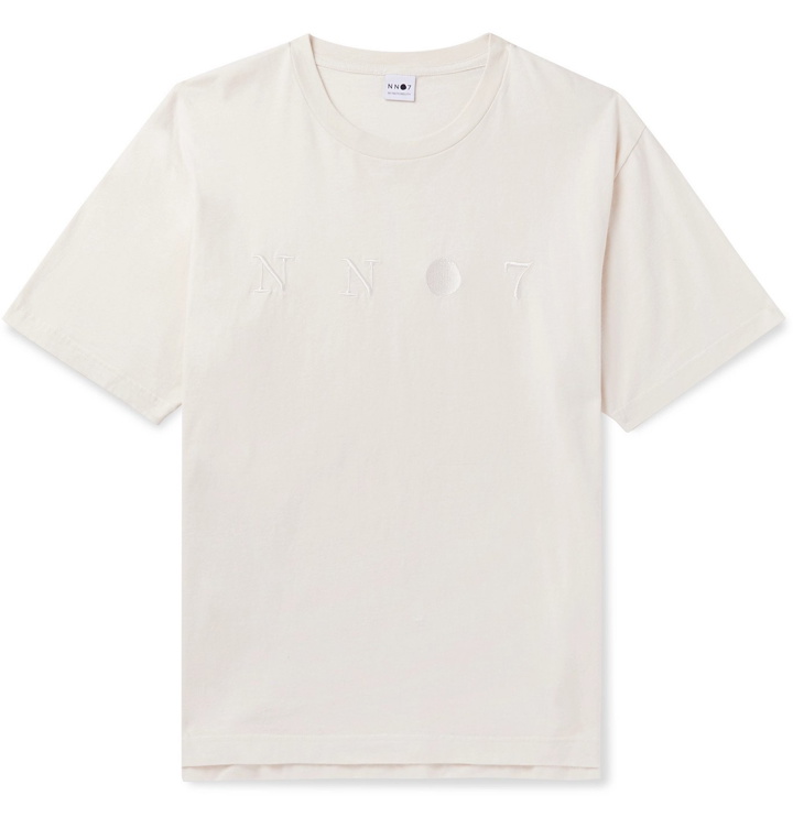 Photo: NN07 - Dylan 3432 Logo-Embroidered Cotton-Jersey T-Shirt - Neutrals
