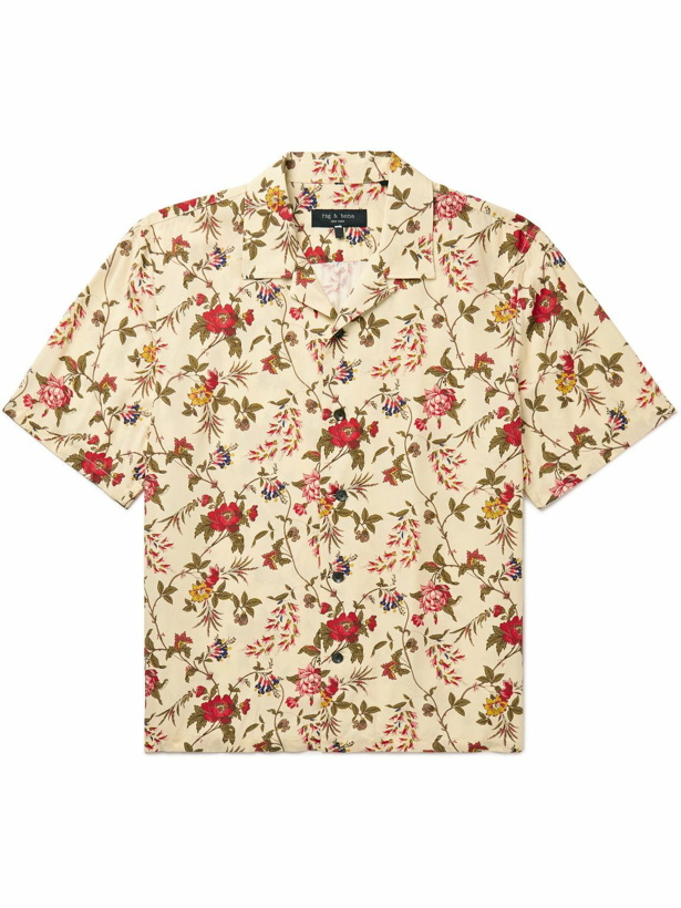 Photo: Rag & Bone - Avery Convertible-Collar Floral-Print Crepe Shirt - Neutrals