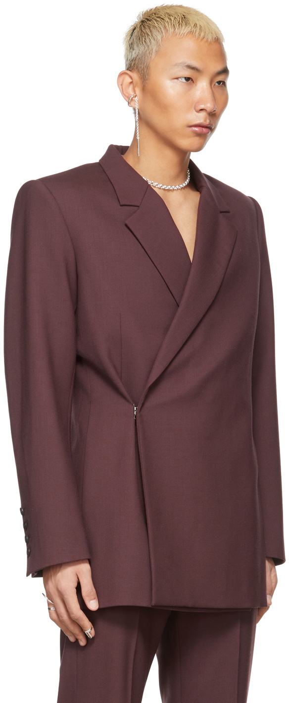 EGONlab SSENSE Exclusive Burgundy Double Breasted Jacket EGONlab