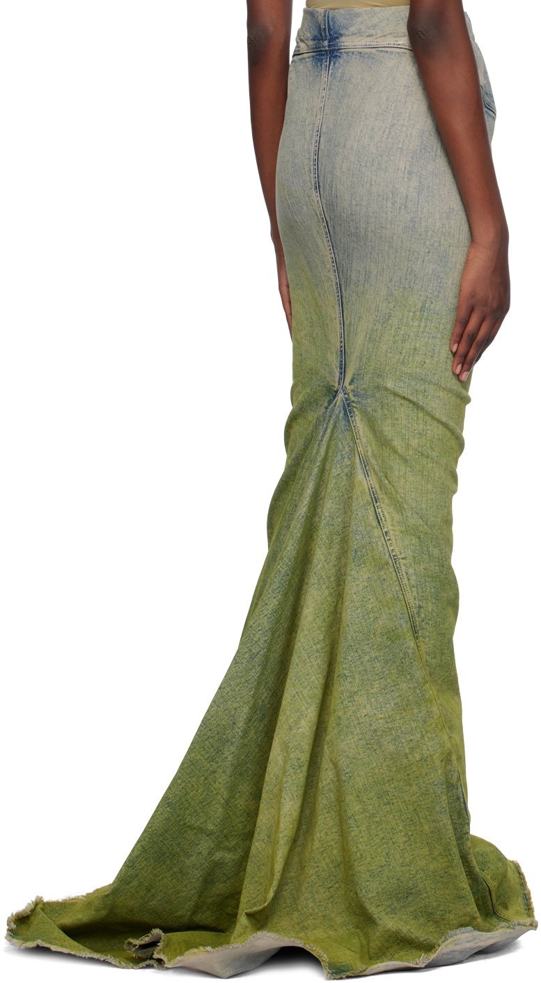 Rick Owens Taupe & Green Moncler Edition Al Denim Maxi Skirt