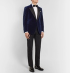 Kingsman - Navy Slim-Fit Satin-Trimmed Cotton-Velvet Tuxedo Jacket - Navy