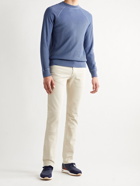 LORO PIANA - 360 Flexy Walk Leather-Trimmed Knitted Wish Silk Sneakers - Blue