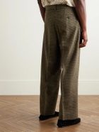 BODE - Morris Pleated Straight-Leg Houndstooth Wool Trousers - Brown
