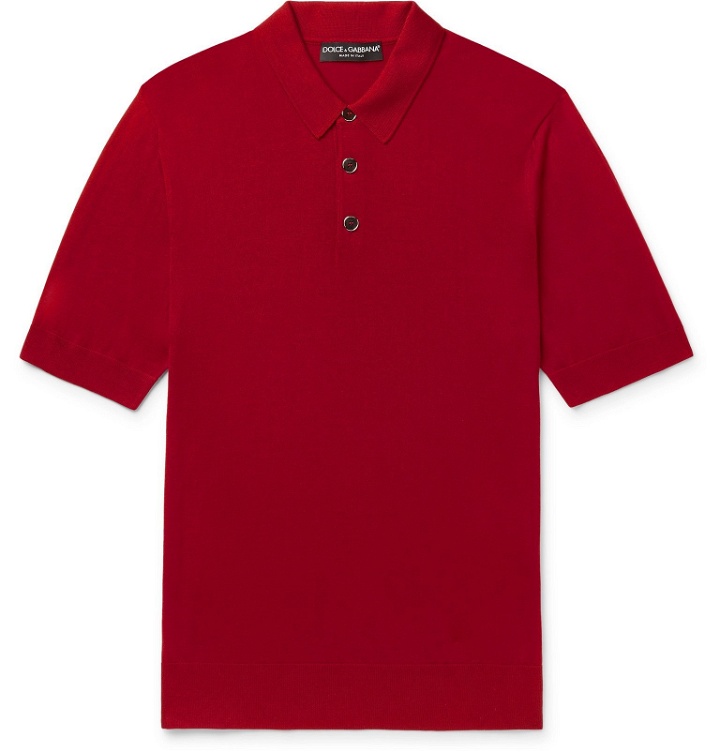 Photo: Dolce & Gabbana - Virgin Wool Polo Shirt - Red