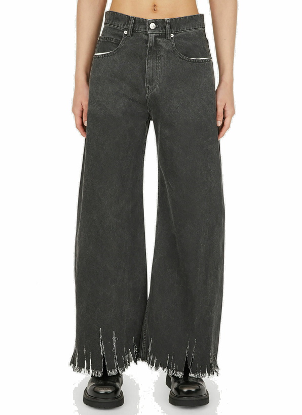 Photo: Wide Leg Raw Hem Jeans in Black