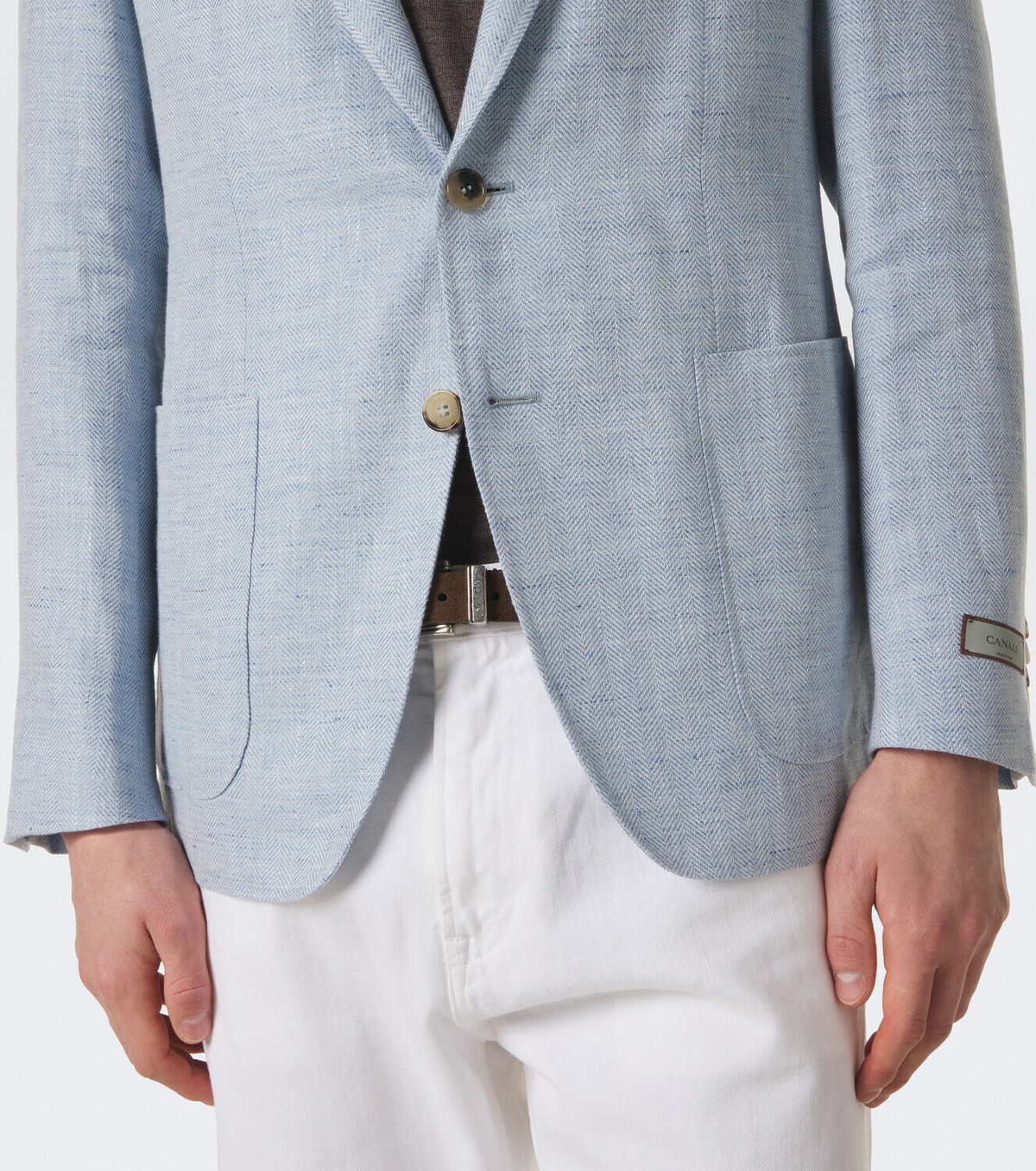 Canali Herringbone linen and wool blazer