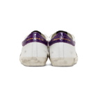 Golden Goose White and Purple Superstar Sneakers