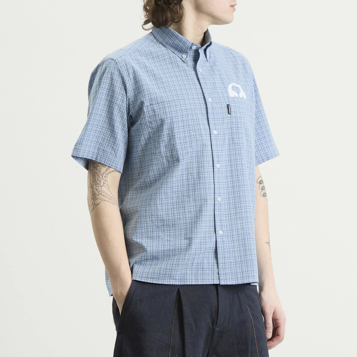 No Problemo Men's Alien-O Print Check Shirt in Blue