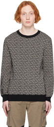 Balmain Black & Gray Jacquard Sweater