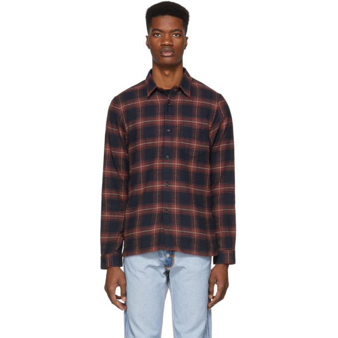 Photo: John Elliott Red and Black Check Straight Hem Shirt