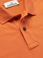 Stone Island - Logo-Appliquéd Stretch-Cotton Piqué Polo Shirt - Orange