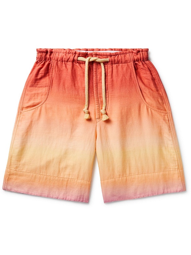 Photo: Isabel Marant - Kleliantd Wide-Leg Ombré Brushed Cotton and Linen-Blend Shorts - Orange
