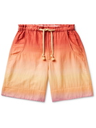 Isabel Marant - Kleliantd Wide-Leg Ombré Brushed Cotton and Linen-Blend Shorts - Orange