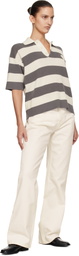AMI Paris Off-White & Gray Short Sleeves 'Ami de Coeur' Polo