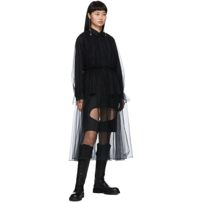 ワンピース noir kei ninomiya Frilly Shirt Dress Noir Kei Ninomiya Black Tulle Shirt Dress Noir Kei Ninomiya