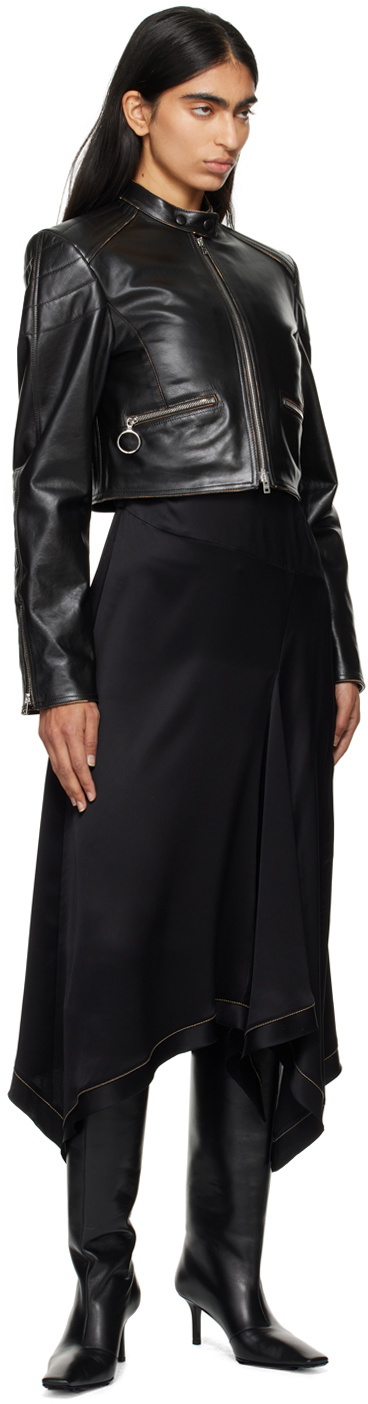 Acne Studios Black Quilted Shoulders Leather Biker Jacket