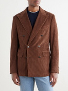 Canali - Capri Double-Breasted Cotton-Corduroy Blazer - Brown
