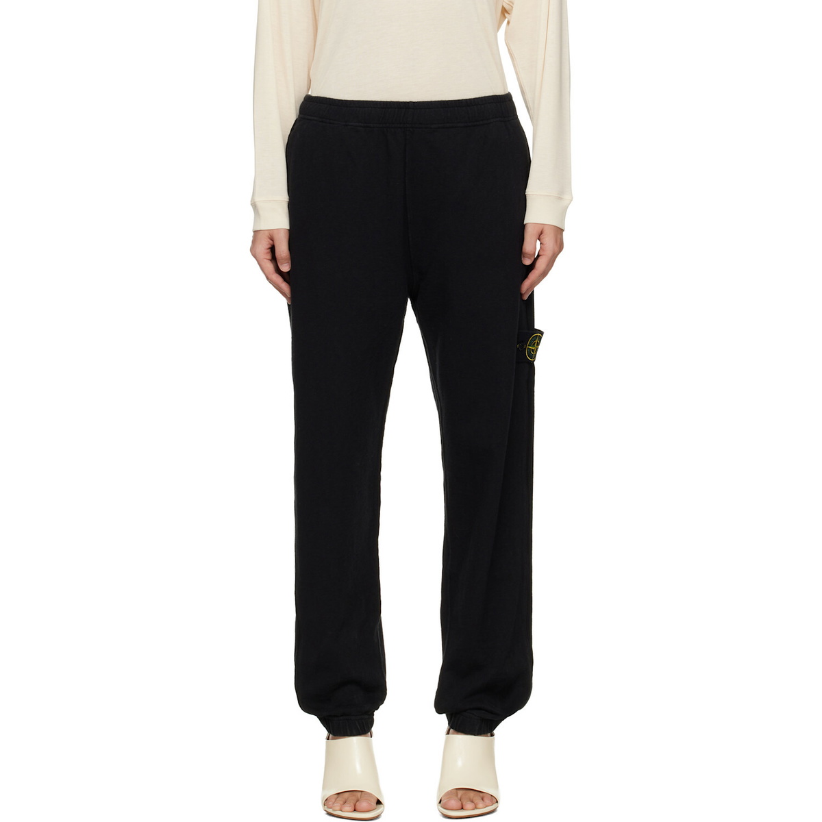 Stone Island Black 6200012 Malfilé Fleece 'Old' Effect Sweatpants