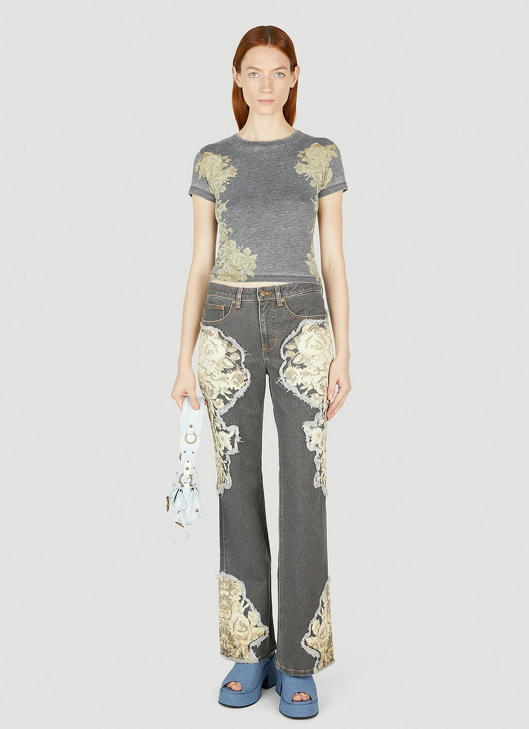 Guess USA Floral Printed Flared Jeans