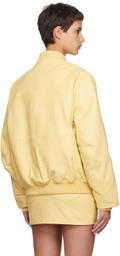 REMAIN Birger Christensen Yellow Insulated Leather Bomber Jacket