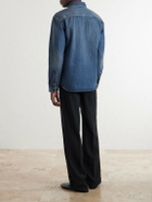 SAINT LAURENT - Logo-Embroidered Denim Shirt - Blue