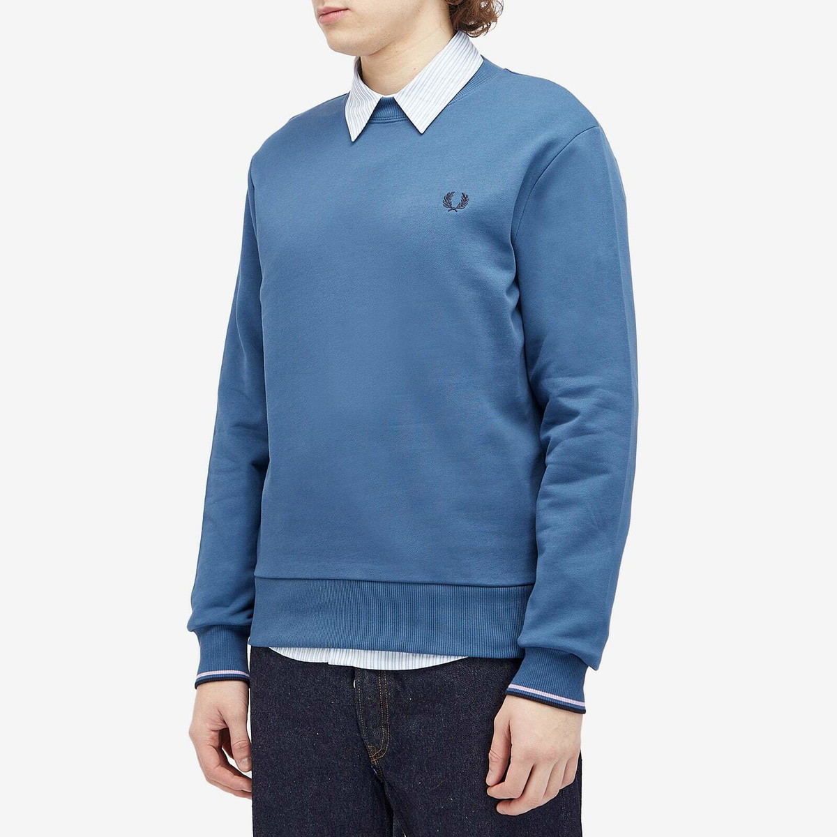 Fred Perry Men's Crew Sweatshirt in Midnight Blue/Ultraviolet/Navy