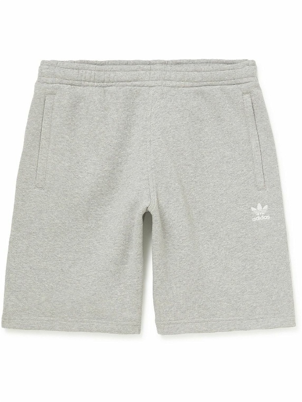 Photo: adidas Originals - Straight-Leg Logo-Embroidered Cotton-Blend Jersey Shorts - Gray