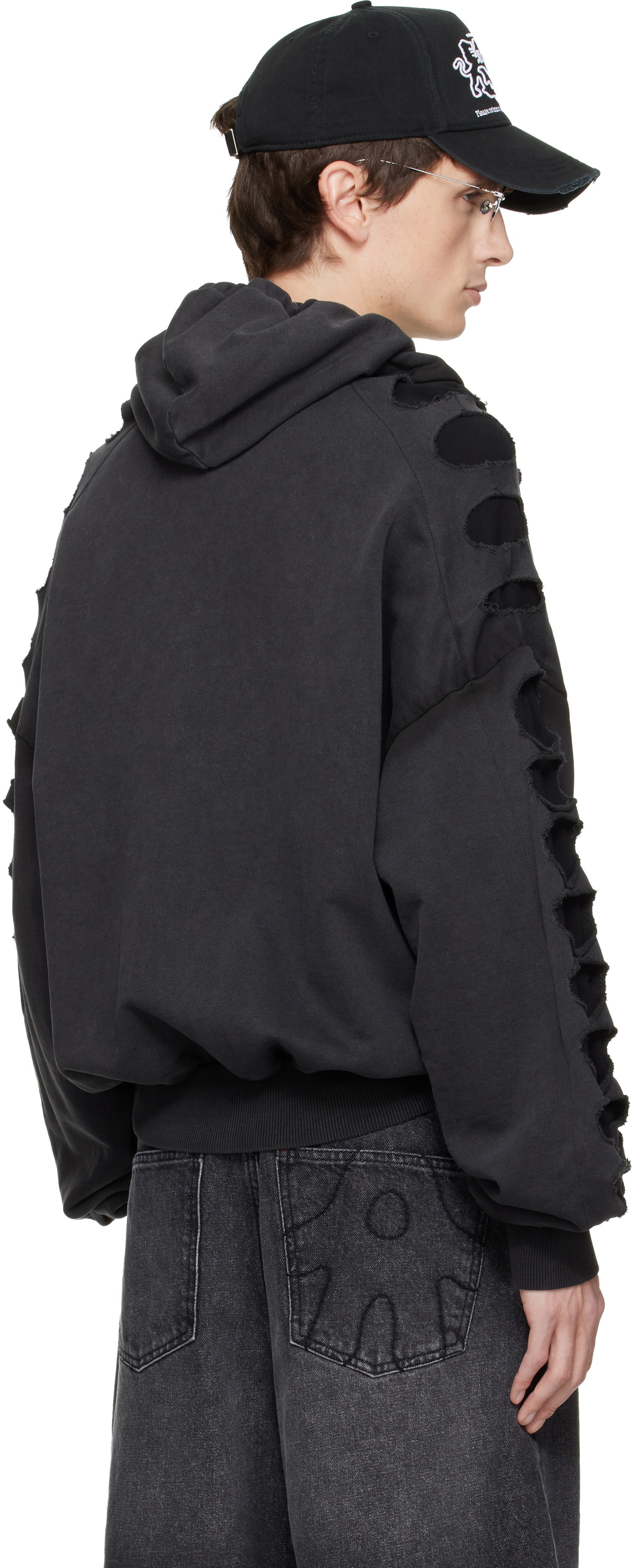 AVAVAV Black Shoulderless Cutout Hoodie