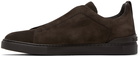 ZEGNA Brown Triple Stitch Sneakers