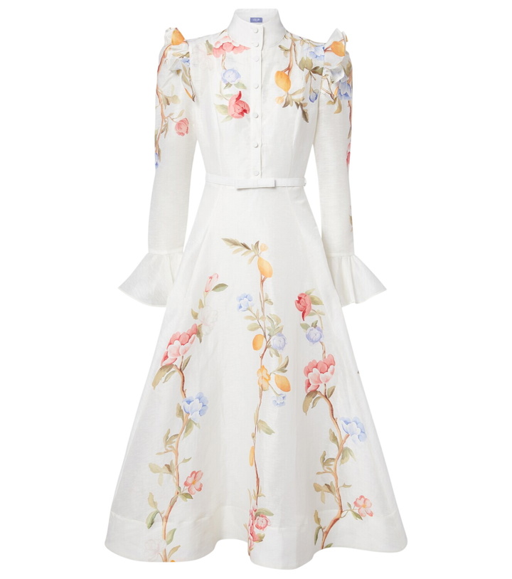 Photo: Leo Lin Selina floral ruffled linen-blend midi dress