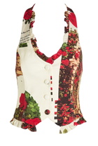 House OF Sunny The Rose Garden Printed Canvas top White