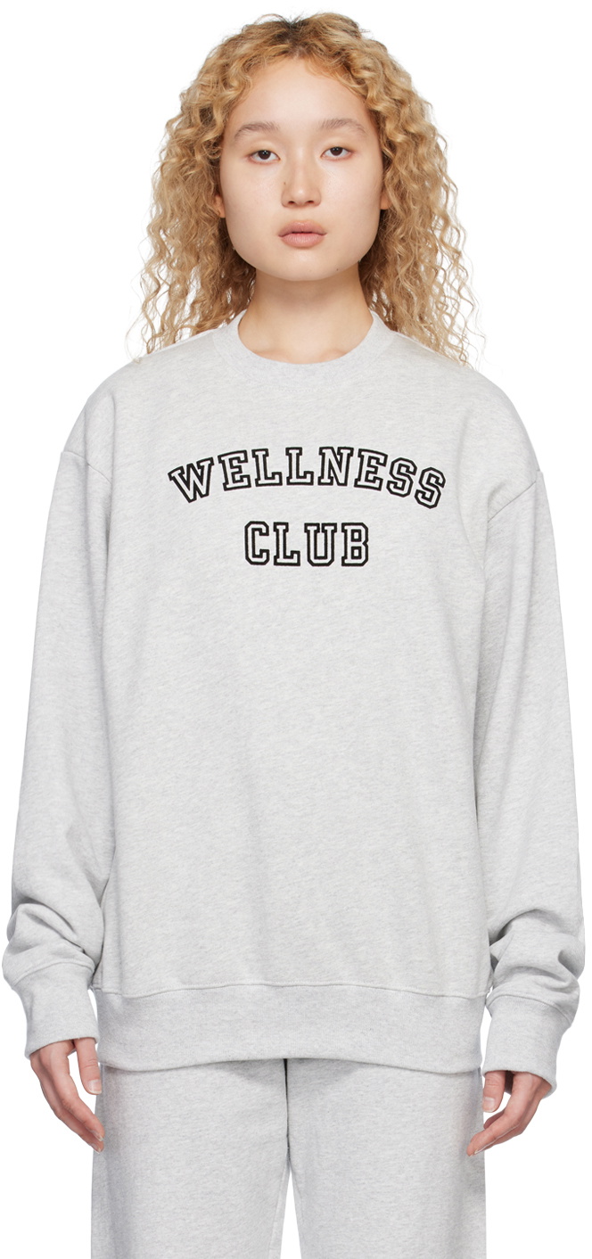 ★Sporty & Rich★ Wellness Club Sweatshirt Gray CR761HG CR76 Sporty & Rich Gray 'Wellness Club' Sweatshirt Sporty & Rich