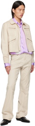 Edward Cuming Beige Spread Collar Jacket