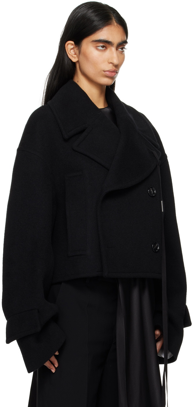 Ann Demeulemeester Black Davin Double-Breasted Short Jacket