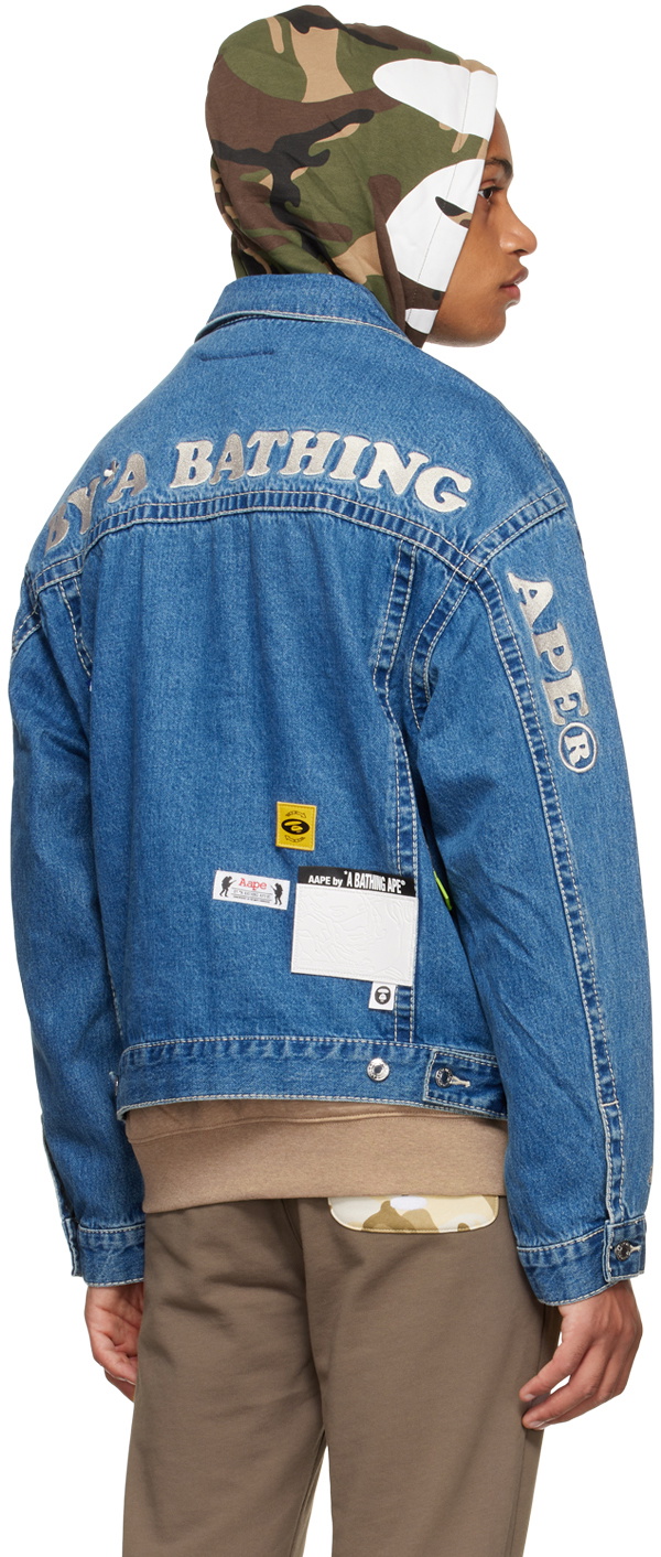 AAPE by A Bathing Ape Blue Oversized Denim Jacket AAPE by A