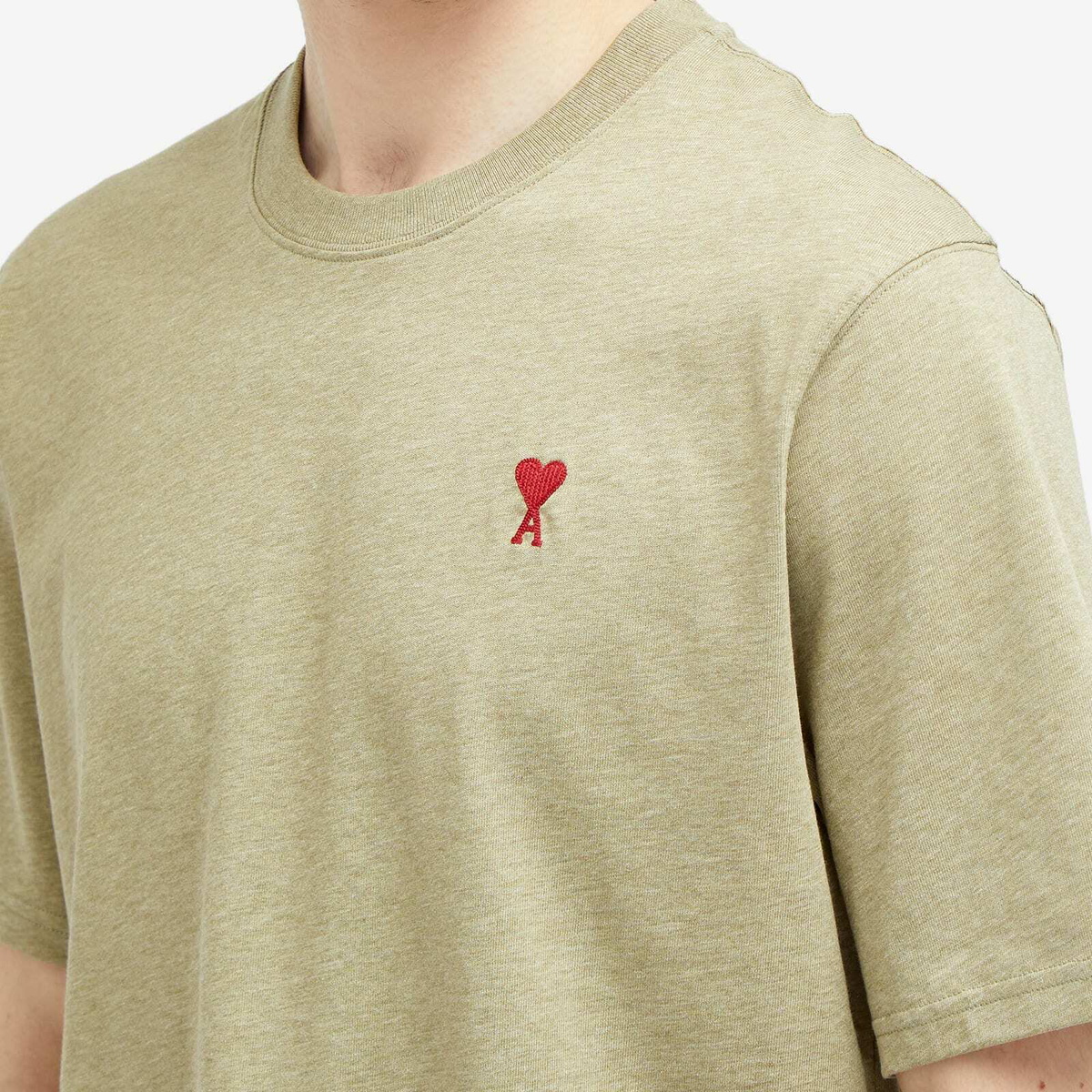 ★★AMI PARIS★★ Red Heart Logo Short Sleeve T-Shirt Heathe AMI Paris Men's Small A Heart T-Shirt in Heather Sage AMI
