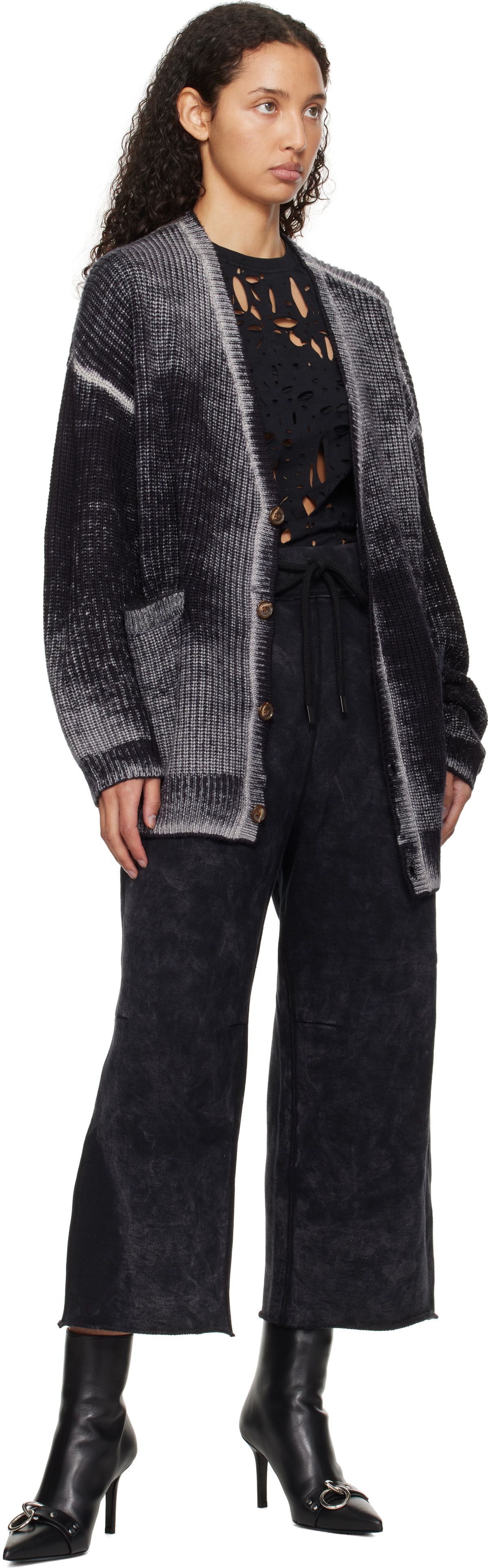 R13 Gray Cropped Pleated Sweatpants