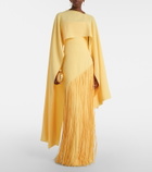 Marmar Halim Giselle fringed caped crêpe gown