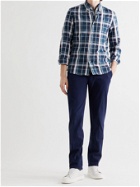 BRUNELLO CUCINELLI - Button-Down Collar Checked Cotton and Linen-Blend Shirt - Blue